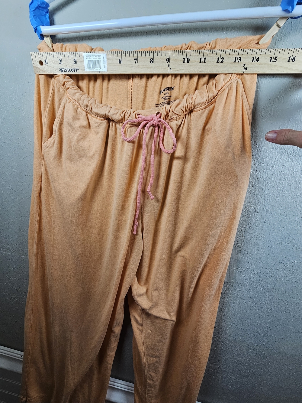 Joyspun Women's Wide Leg Pajama / Lounge Pants with Pink Drawstring - Peach